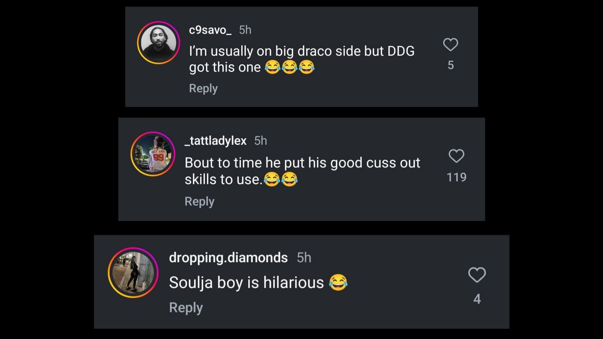 Online responses (Images via Instagram/theshaderoom)